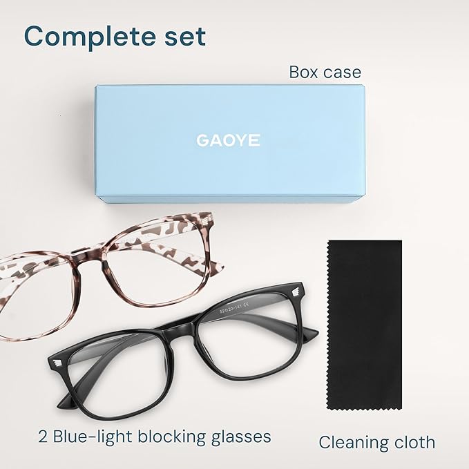 Gaoye Blue Light Glasses for Men - Blocking Square Eyeglasses, Anti UV Ray Computer Gaming Glasses Blue Blockers for Women