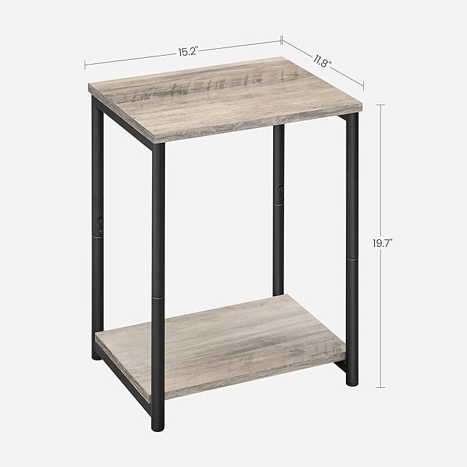 VASAGLE Side Table, Small End Table, Nightstand for Living Room, Bedroom, Office, Bathroom, Greige and Black ULET271B02