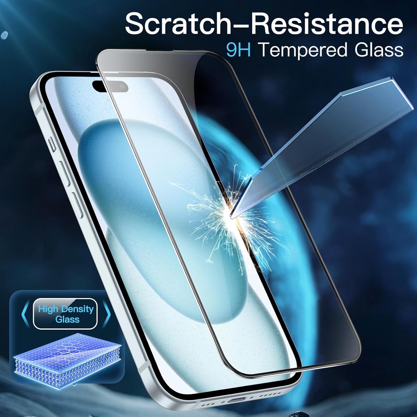 JETech Full Coverage Screen Protector for iPhone 15 Plus 6.7-Inch, Easy Installation with One-Step Alignment Tray,