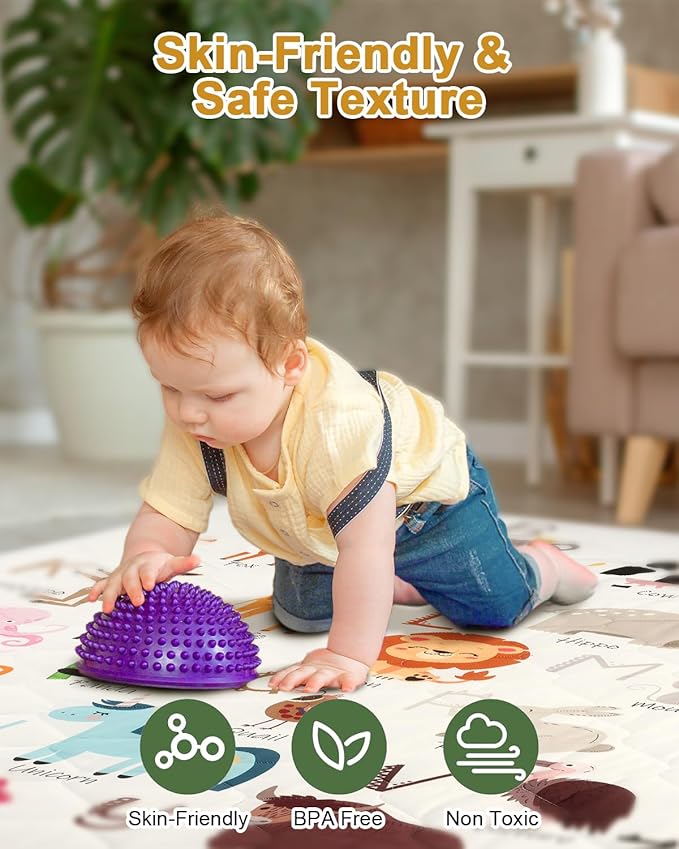 Premium Foam Baby Play Mat 50" x 50" – Removable & Machine Washable Cover, Extra Thick Padding Playpen Mat, Non-Slip Crawling Mat, Easy to Clean for Infants, Toddlers & Babies