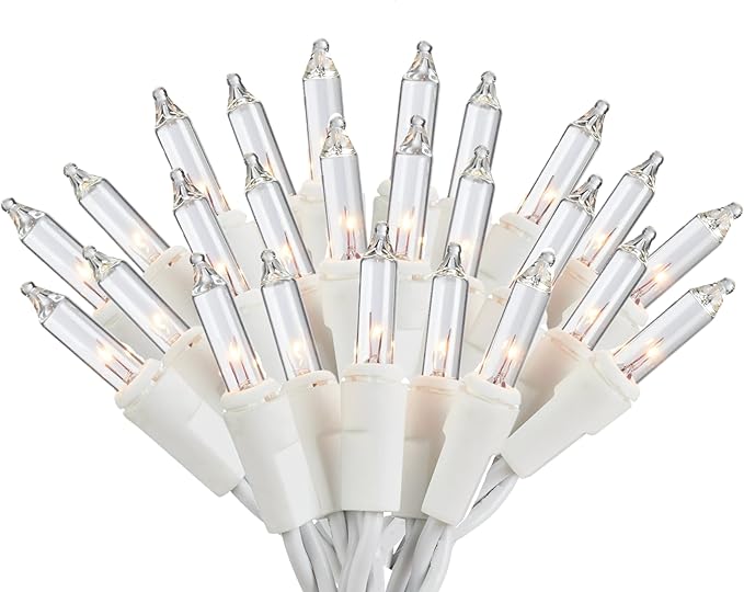 Holiday Pride White Christmas Tree Lights - 100 Count Clear White Lights String on White Wire - 24 Ft - Indoor/Outdoor Use - UL Listed - Static & Flashing Modes - Connectable (Pack of 2)