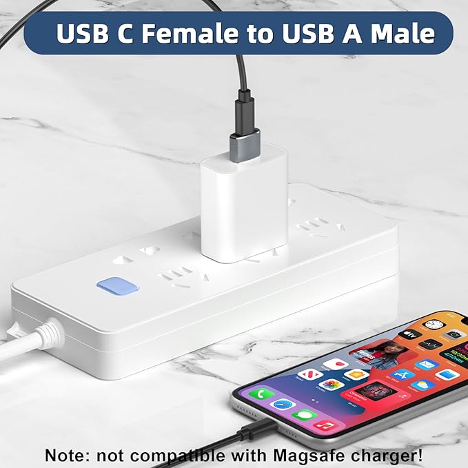 Herfair USB A to C Adapter 5Pack USB-C Female to USB Male Adapter Charger Converter Compatible with iPhone 11 12 13 14 15 16 17 Pro Max,iPad Pro Air 4 Mini 6,Galaxy S25 S24 S23 S22,Pixel