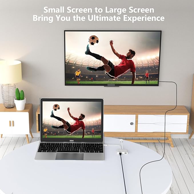 [Apple MFi Certified] Lightning and USB-C to HDMI Adapter for iPhone ipad to TV, 4K@60 Hz Sync Screen Apple to Digital AV Adapter for MacBook iPhone 17/16/15/14/13/12 to TV/Projector/Monitor