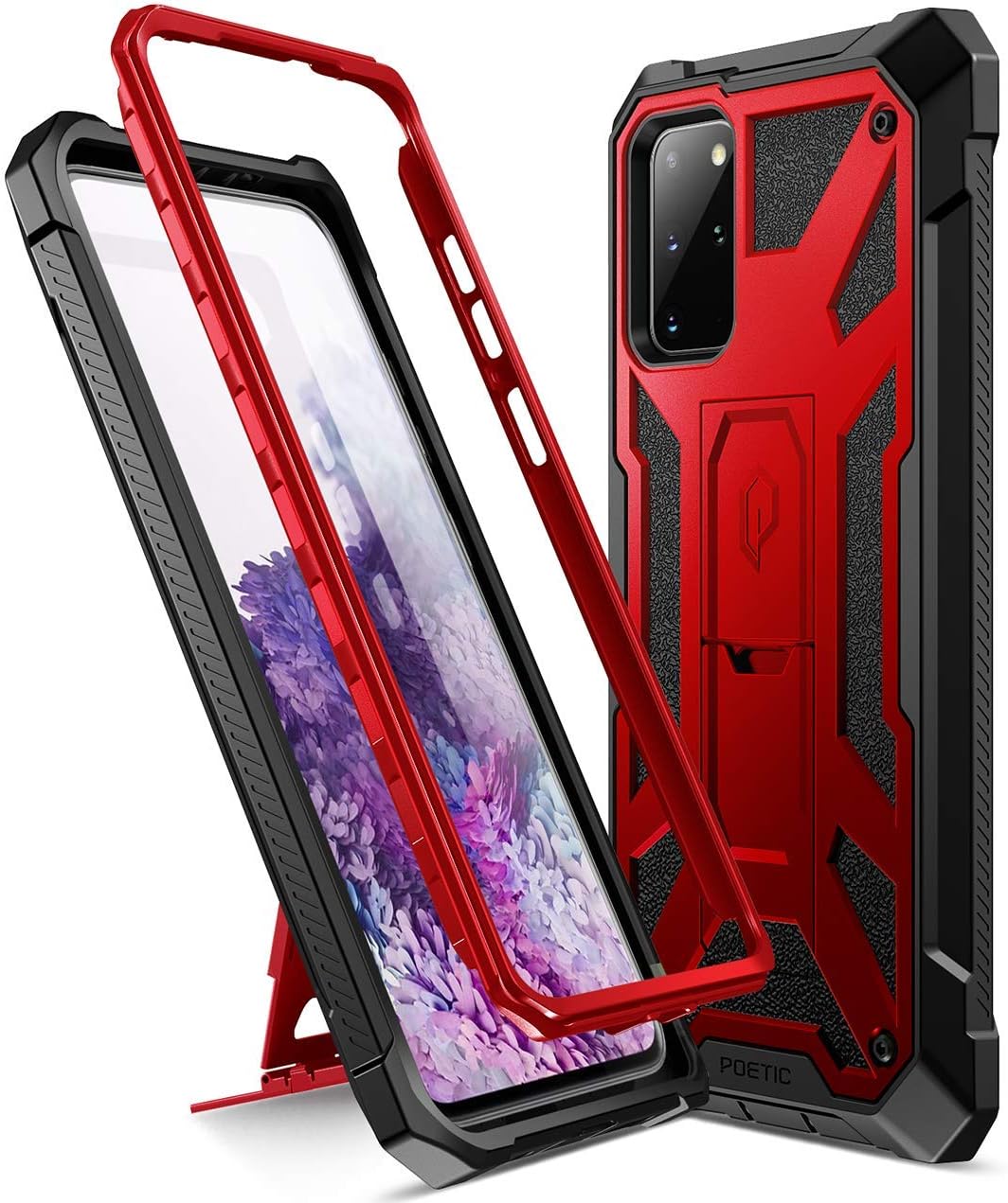Poetic Spartan Series Case for Galaxy S20+ Plus - Full-Body Rugged Dual-Layer Shockproof Cover with Kickstand, Metallic
