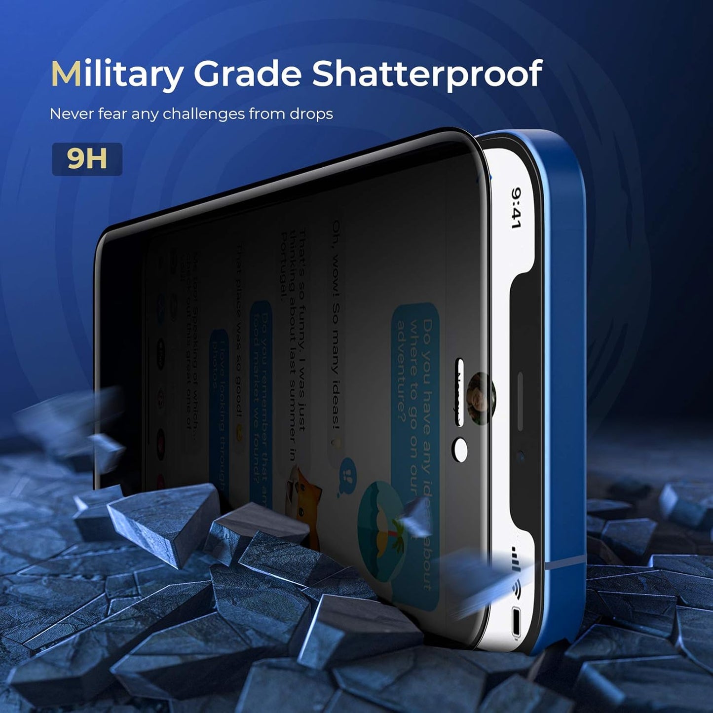 ORIbox Privacy Glass Screen Protector - 2 Packs Anti-Spy Anti-Bubble Tempered Glass for iPhone 12 and 12 Pro