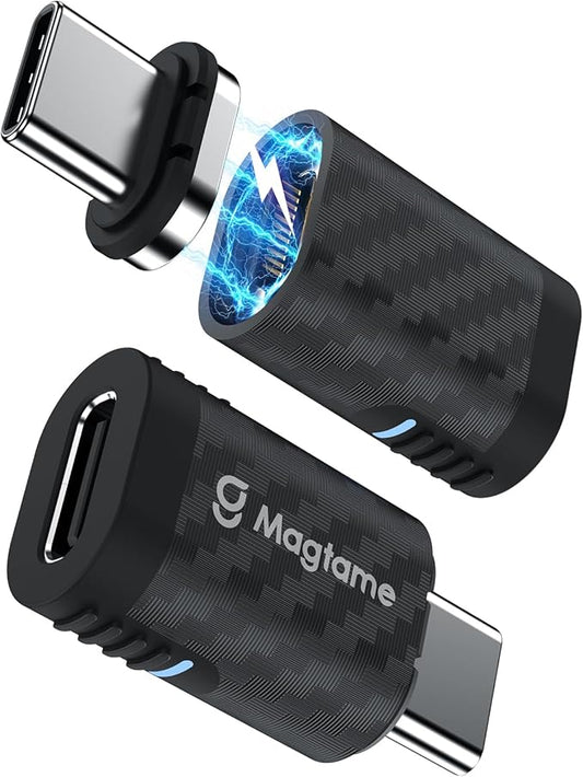 Magtame 24Pin Magnetic USB C Adapter 240W (2Pack), Straight USB-to-USB Adapters, 40Gbps Data Tansfer & 4K Video Output, Plastic Carbon Fiber Texture, Port Protector for USB4 Laptop iPhone 17