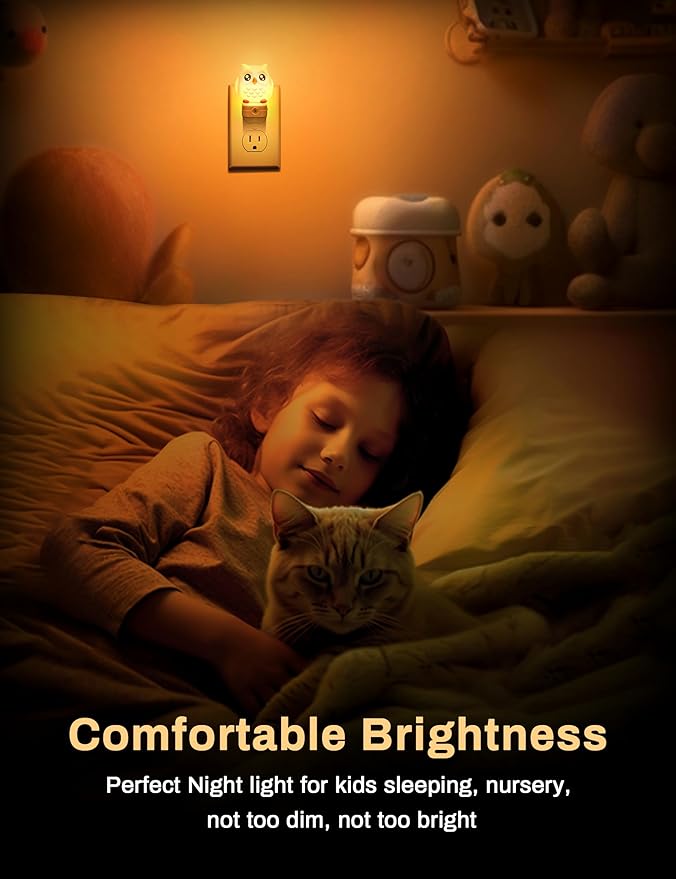 DORESshop Owl Night Lights Plug Into Wall, Cute Night Light for Kids, 8-Color LED Night Light with Dusk to Dawn Sensor, Decorative Nightlight for Kid Room, Bathroom, Bedroom, Children Gift, 1 Pack