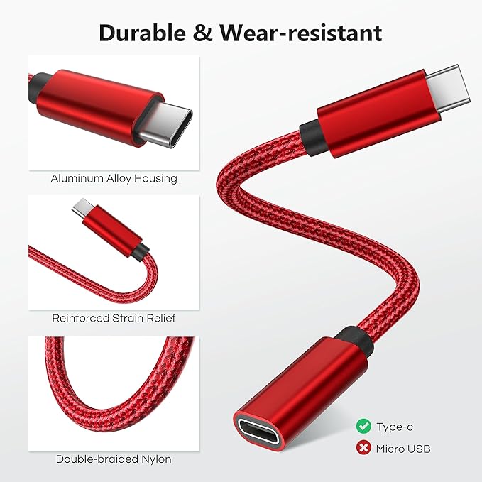 RUXELY USB C Data Blocker for iPhone 16,0.5ft 3Pack Charge Only Type-C Male to Female Defender Cable Protect Against Juice Jacking,USB C Power Connector for iPhone 17e 17 16 15,Galaxy,iPad Air Mini
