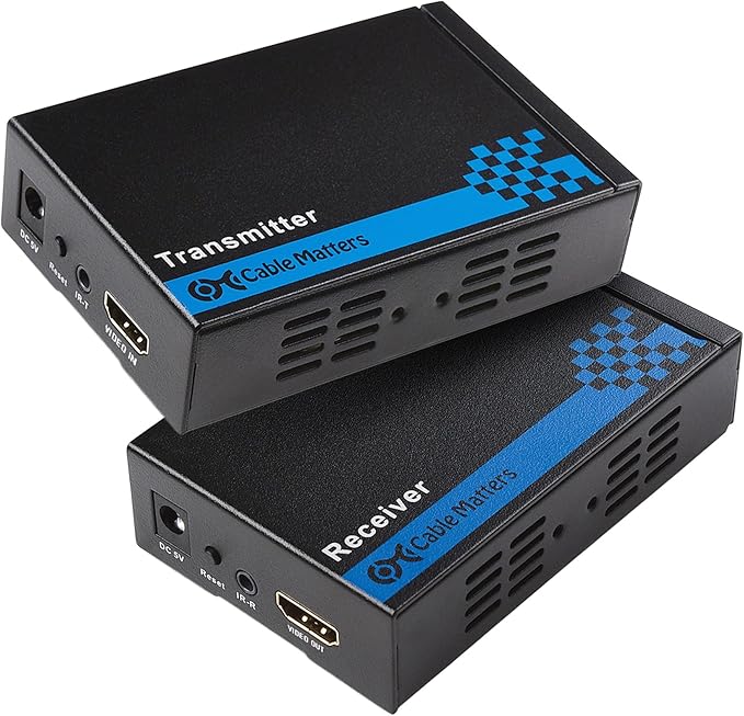 Cable Matters Wall Mount HDMI Extender with TCP/IP - Up to 300 Feet, 1080P, 1-to-Many Setup, HDMI Over Ethernet Extender (Model: 103002)