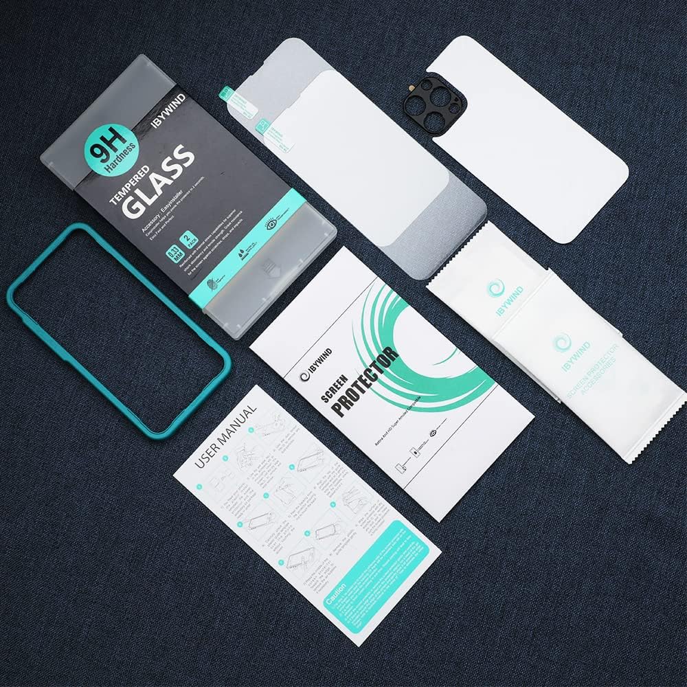 Ibywind Screen Protector for iPhone 13 Pro (6.1 Inches) with 2Pcs Tempered Glass, Camera Lens Protector & Carbon Fiber