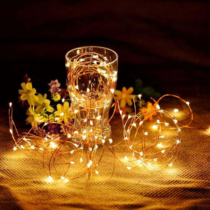 Mikasol Fairy Lights Battery Operated, 4 Packs Mini 3*AAA Battery Powered Copper Wire Led Starry String Lights Firefly Lights for Bedroom, Christmas, Parties, Decoration (5m/16ft Warm White)