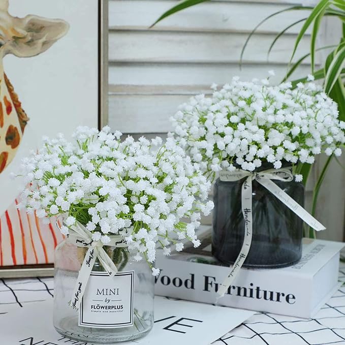 N&T NIETING Babys Breath Artificial Flowers Bulk White, 30Pcs Real Touch Faux Gypsophila Bouquets for Wedding Arch, Event Decor, Party Centerpieces, DIY Floral Arrangements, White