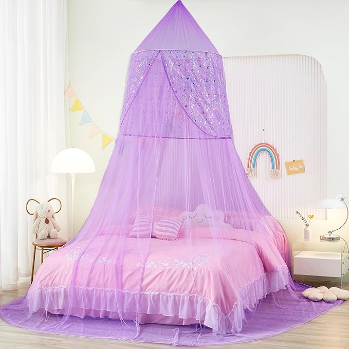 Unicorn Bed Canopy for Girls,Bed Canopy with Lights,Canopy for Girls Room Decor, Canopy for Twin to King Size