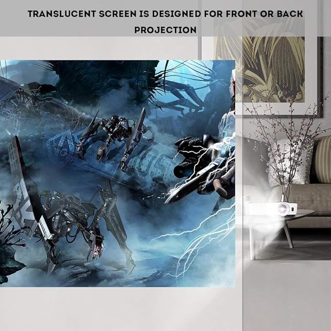 60-120 Inch Portable Projection Screen 16:9 White Synthetic Polyester Fabric Projector Curtain Foldable, Anti-Reflective(84inch)