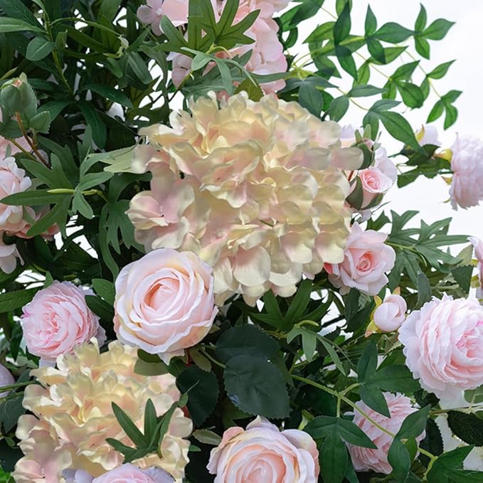 WEISPARK 100PCS Artificial Hydrangea Flowers, Fake Flowers Silk Hydrangea Full Flowers Heads with Stems for Wedding Home Party Shop Baby Shower Decor (Pink Beige)