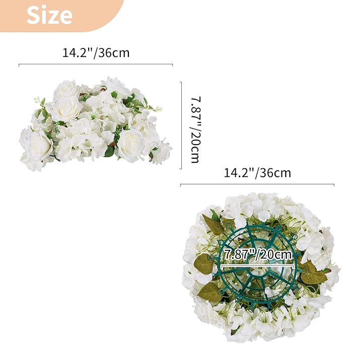 NUPTIO Flower Balls for Wedding Centerpieces - 10 Pcs 14.2 inch Diameter Fake Flower Ball Arrangement Bouquet Party Centerpieces for Tables - White Rose Bouquet Centerpiece Flowers for Wedding Table