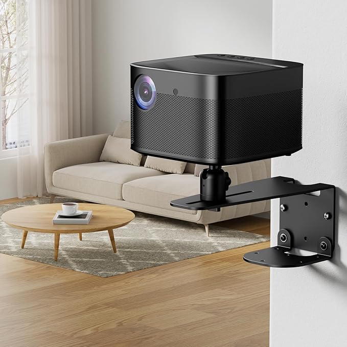 PUTORSEN Projector Wall Mount - Projector Wall & Ceiling Mount with 1/4” Screw, 22 lb Wall & 13.2 lb Ceiling Load Capacity, 360° Rotation & 5 inch Adjustment, for Home Theater/Office/Conference Room