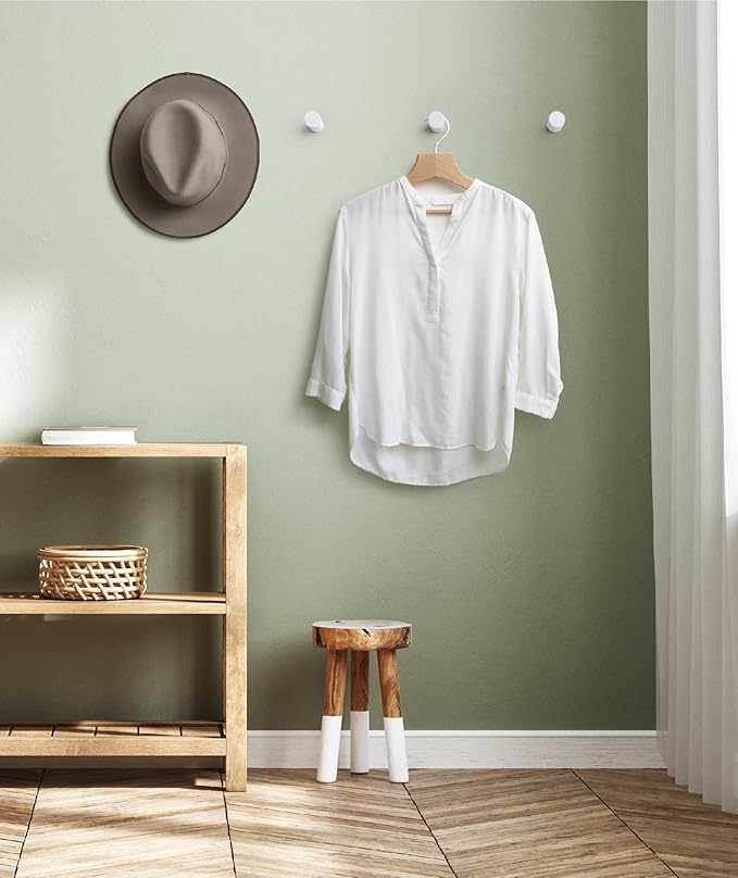 Wooden White Wall Hooks - Pack of 4 - Wall Mounted Decorative Hook - Modern Farmhouse Wood Pegs for Hanging Hat, Coat, Robe - Purse and Backpack Hanger for Entryway