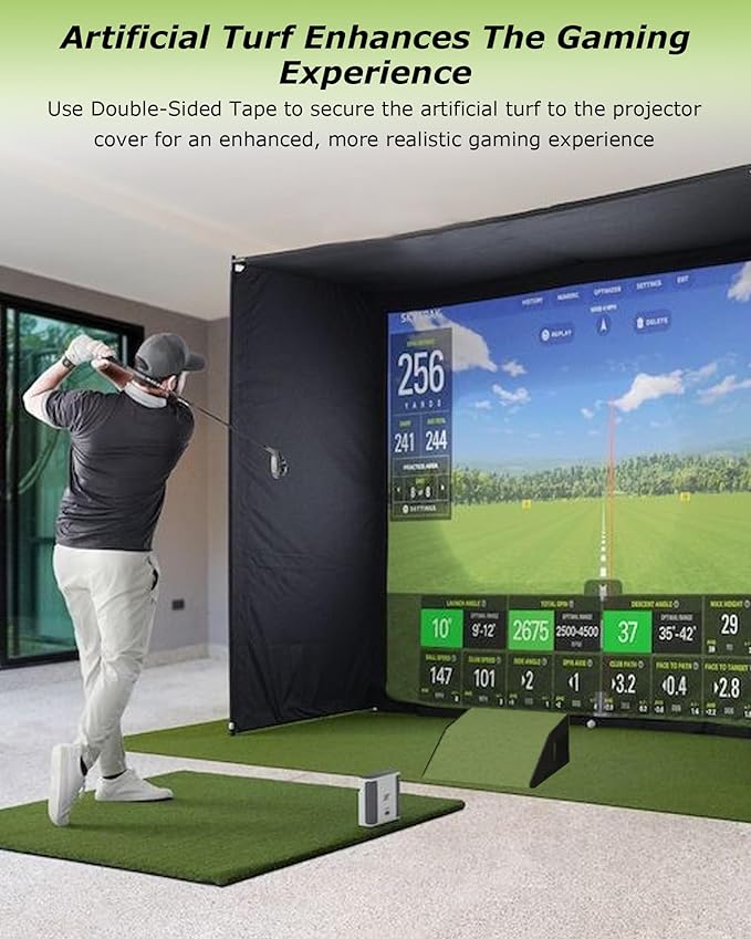 Golf Simulator Projector Cover Enclosure, Floor Outdoor Mounted Enclosure, With Cooling Fan and Artificial Turf to Better Protect The Golf Simulation Projector