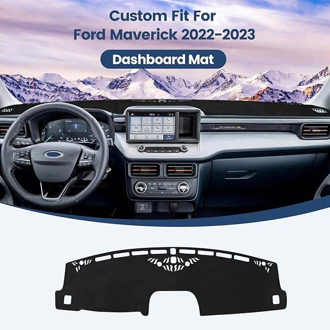 Dashboard Cover Mat Custom Fit for Ford Maverick 2022 2023 2024 2025 2026 (Hybrid)(XL, XLT, Lariat) Dash Cover Nonslip Dash Mat Protector Sunshade No Glare Black