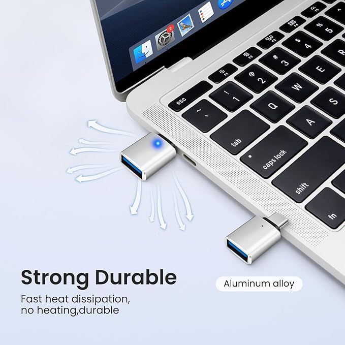 USB-C to USB-A Adapter (2-Pack), USB C Male to USB 3.0 Female Adapter Charging High-Speed Data Transfer and OTG - Silver