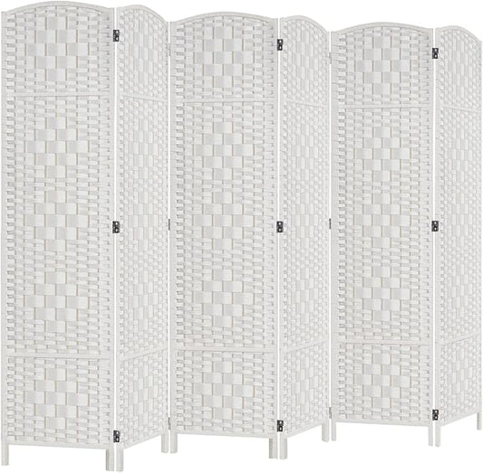 Rose Home Fashion Room Divider, 6 ft Tall Room Dividers and Folding Privacy Screens, 16in Privacy Screen 6 Panel White Space Temporary Wall Foldable Partition Separation