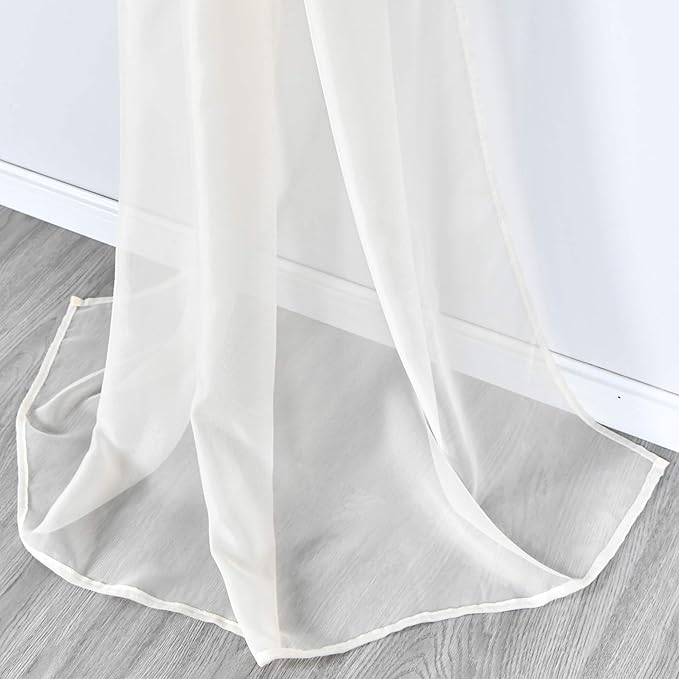 KEQIAOSUOCAI Beige Sheer Window Scarf Curtains Valance 144 Inches Long Sheer Fabric for Draping Curtain Toppers for Wedding Party Girls Room Bed Canopy Scarves 52Wx144L Beige