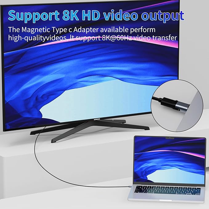 USB-C Adapter 2 Pack, Magnetic Extender, 240W Straight Adapter with 4 Connector Tips, USB4 40Gbps 8K 60Hz Compatible with Thunderbolt 3/4 MacBook Pro/Air Laptop PC