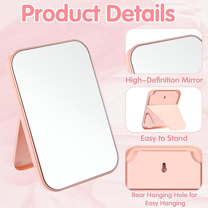 12 Pack Spa Mirrors for Party, Mirror Bulk, Small Table Mirror with Stand, 7.87 Inch Adjustable Vanity Desktop Folding Mirrors, 4 Colors for Makeup Travel