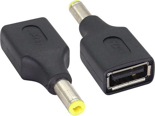 (2 Pack DC5.5 × 2.5 mm to USB Adapter Plug Power Converter USB 2.0 A Male to DC 5.5×2.5mm Male Barrel Socket DC Power Cable Connector for 5V DC or USB Charging Device(F/5.5×2.5)