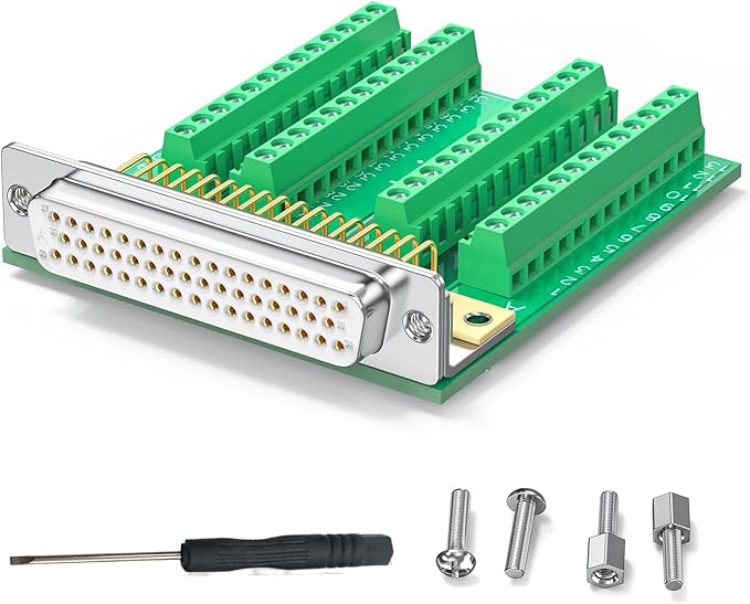 DB50 Female Connector to Terminal Block, HDB50 Breakout Board No Soldering Needed D-SUB 50-pin Adapter to Terminal Connector Signal Module with Bolts Nuts
