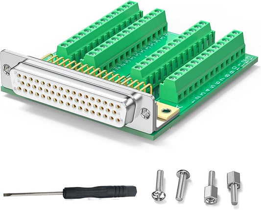 DB50 Female Connector to Terminal Block, HDB50 Breakout Board No Soldering Needed D-SUB 50-pin Adapter to Terminal Connector Signal Module with Bolts Nuts