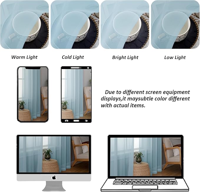 Chyhomenyc Sky Blue Sheer Curtains 78 Inches Long 2 Panels Set for Living Room, Light Filtering Voile Lightweight Bedroom Curtains, Rod Pocket Solid Window Treatment Drapes, Each 42W x 78L