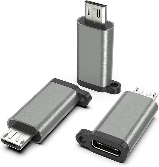 USB-C to Micro USB Adapter, 3-Pack USB Type C Female to Micro USB Male Converter USB C to Micro B 2.0 Charge & Data Sync Compatible with Samsung Galaxy S7 S6 J7 Note 5 Kindle Ps4 and More -Grey