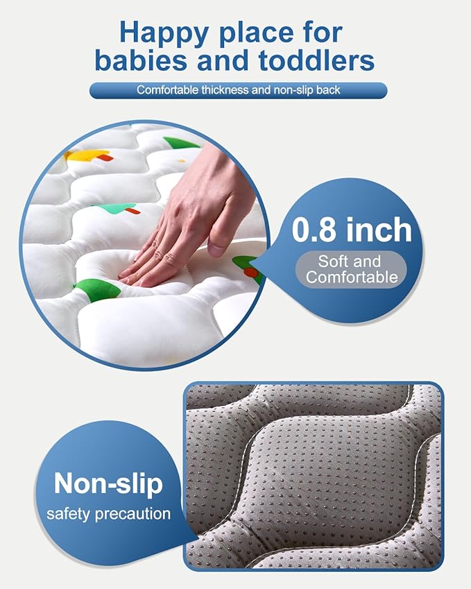Odorless Premium Foam Baby Play Mat 71" x 59", Soft Microfiber Fabric Crawling Mat for Floor- Comfortable and Hypoallergenic, Non-Slip Cushioned Floor Playpen mat for Infants,Babies,Toddlers