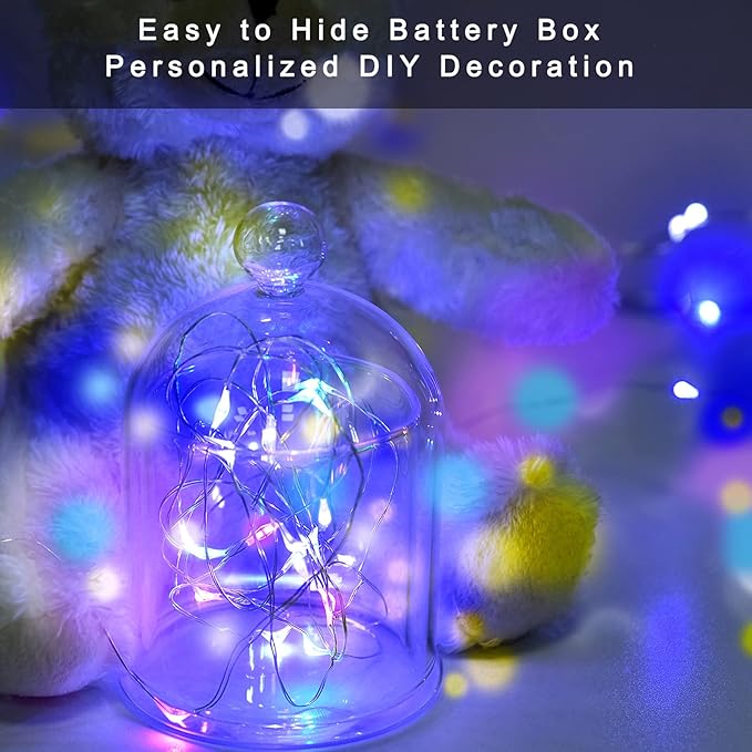 Fairy Lights Battery Operated, 6-Pack Mini String Lights, 20 LED 7ft Twinkle Firefly Starry Lights for DIY Craft Mason Jar Bedroom Wedding Party Table Christmas Decoration (Colorful)