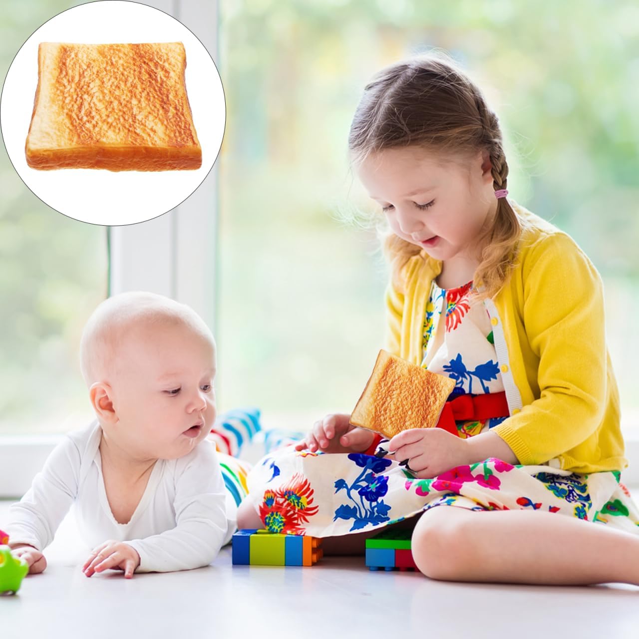 1pcs Baluue Simulation Artificial Bread Fake Toast Slice Realistic False Toast Bread Cake Food Model Bakery Display