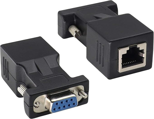 RS232 DB9 to RJ45 Converter RJ45 Female to DP9 9-Pin Serial Port RS232 Female Extender Adapter for Computer,Digital Machine Code Printer Transmission Distance Cable Adapter (2 Pack-Female)