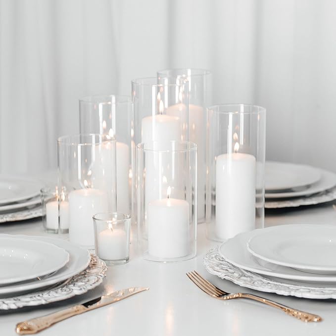 yummi Set of 12 Slim Pillars and Cylinder Vases - White