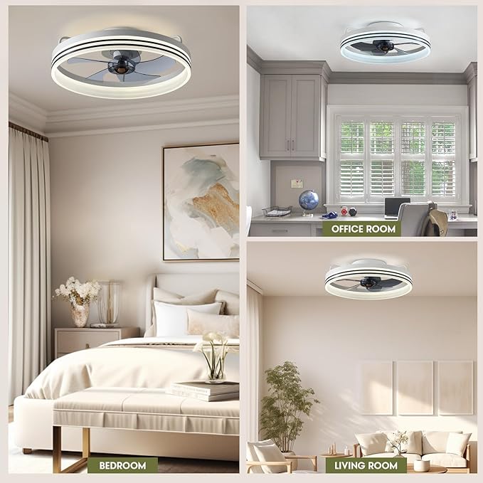 Smart Ceiling Fan with Lights, Alexa/Google Assistant/APP Control, 20" Low Profile Fan with 6 Speeds, Bedroom, Living Room, Patio