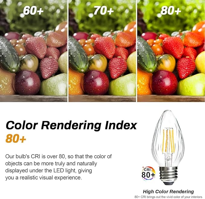 BRIMAX F15 6W Led Porch Light Bulbs Outdoor, Equivalent 60W Incandescent Bulb, E26 Medium Base Dimmable 2700K Soft Warm White Flame Wrinkle Glass,Post Light Bulb for Ceiling Fan and Lantern Lamp,4Pack