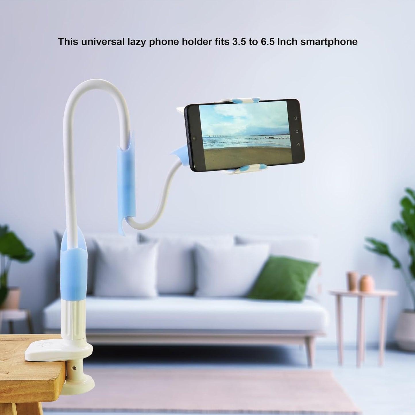 PowerTRC Phone Holder Gooseneck Bed Mount, Clamp Universal Lazy Mount Flexible Long Arm Bracket for 3.5~6.7",