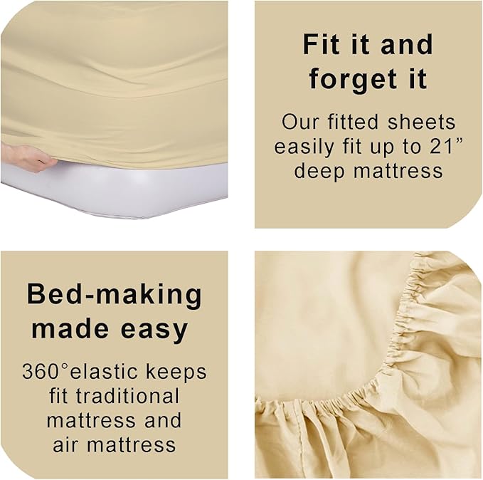 Bedecor Air Bed Sheets for Mattress Cover Removable Bed and Elastic Band Super Soft and Breathable & Deep up to 21" Beige Queen