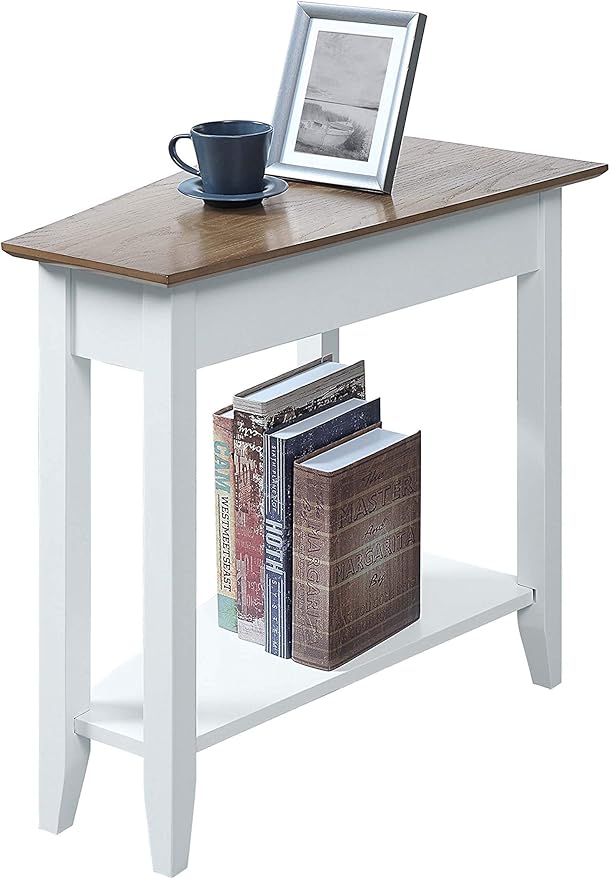 Convenience Concepts American Heritage Wedge End Table 24" - Classic Living Room Table with Storage Shelf,Side Table for Family Room, Bedside Table, Driftwood