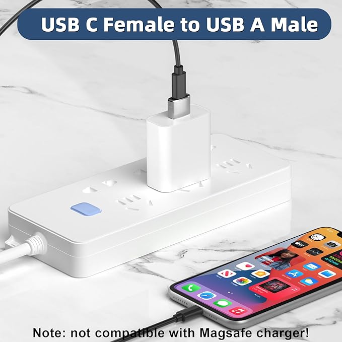 Herfair USB C Female to USB Male Adapter 5-Pack Type C to USB A Converter for Charging/Data Compatible with iPhone 15 Plus/Pro Max,iPad Pro/Air 4/Mini 6,Galaxy S24/S23/S22/S21,More (Silver)