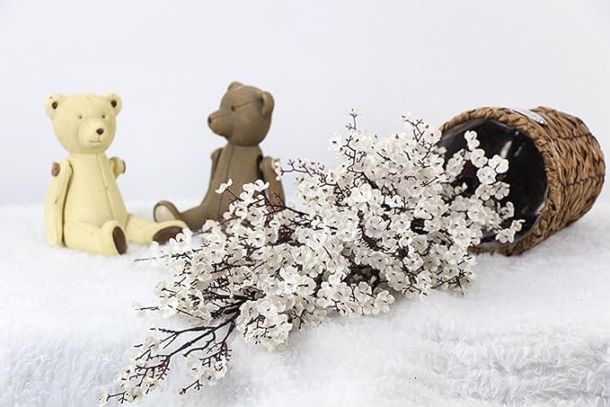 JAKY-Global Babys Breath Fabric Cloth Artificial Flowers 12 Bundle European Fake Silk Plants Decor Wedding Party Decoration Bouquets Real Touch DIY Home Garden(White 12Bundles)