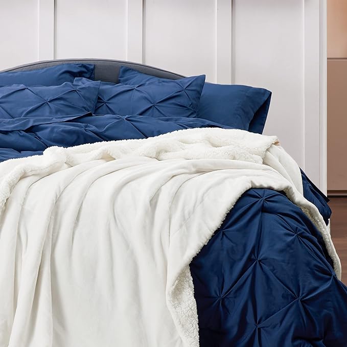 Bedsure GentleSoft Sherpa Fleece Blankets King Size for Bed - Thick and Warm Throw for Women and Men, Soft Fuzzy Plush King Blanket for Winter, White, 108x90 Inches