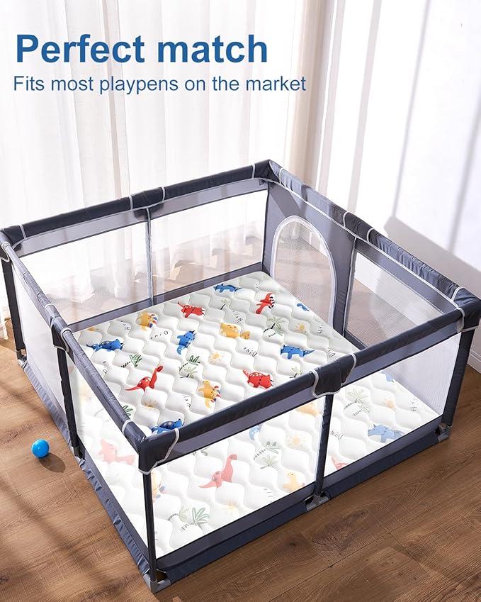 Odorless Premium Foam Baby Play Mat 36" x 36", Soft Microfiber Fabric Crawling Mat for Floor- Comfortable and Hypoallergenic, Non-Slip Cushioned Floor Playpen mat for Infants,Babies,Toddlers