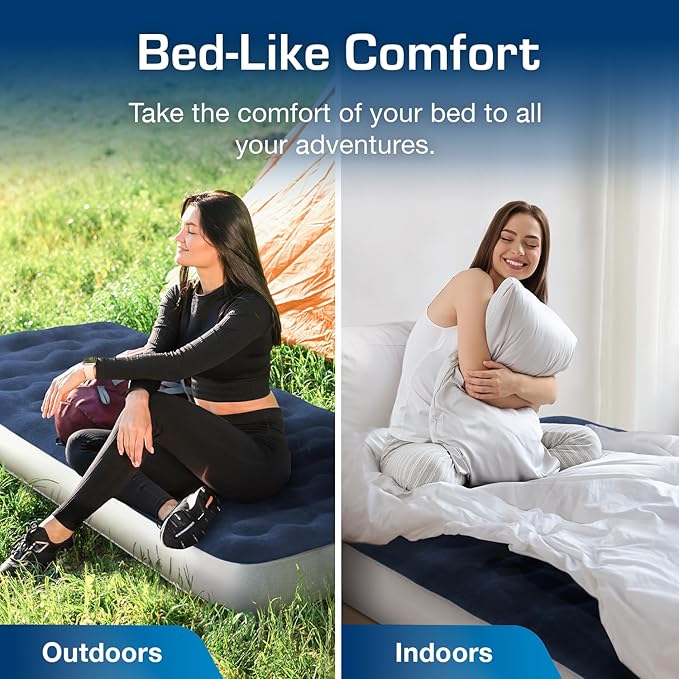 Active Era Twin Air Mattress with Built-in Pump & Raised Pillow - Heavy Duty Puncture Resistant, Waterproof Blow Up Bed