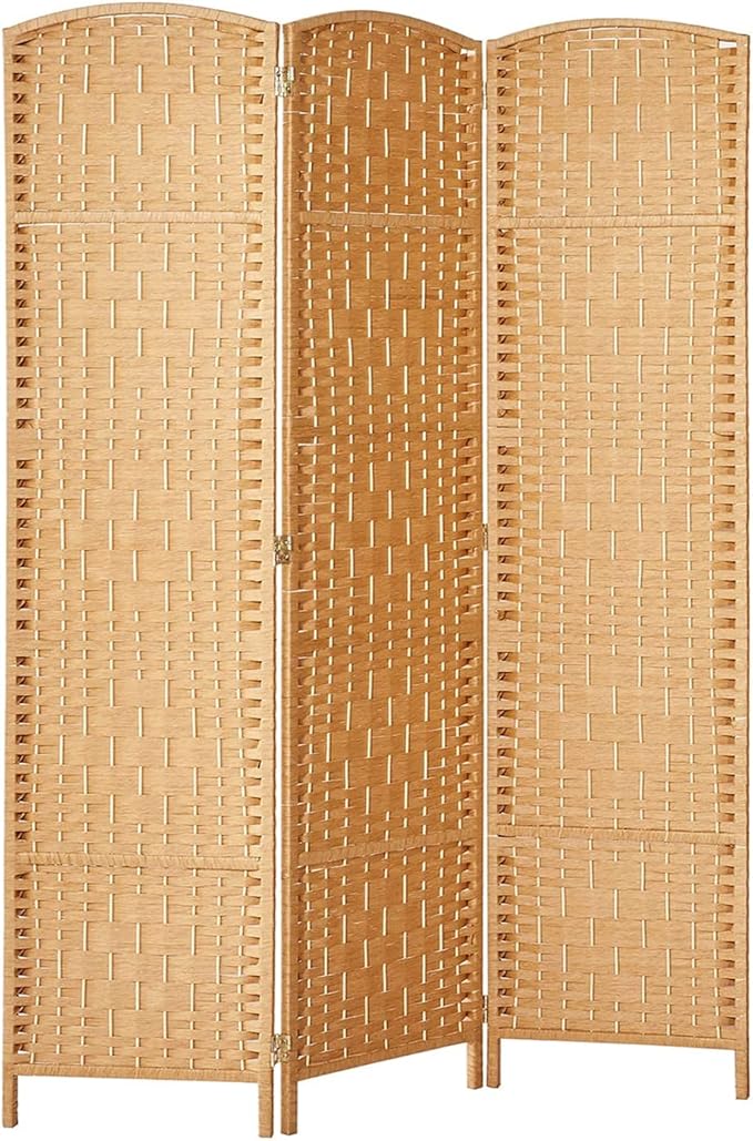 Rose Home Fashion 6 ft Tall Room Divider, Room Dividers and Folding Privacy Screens, 15.7in Privacy Screen 3 Panel Partition Temporary Wall Separation for Private, Light Beige